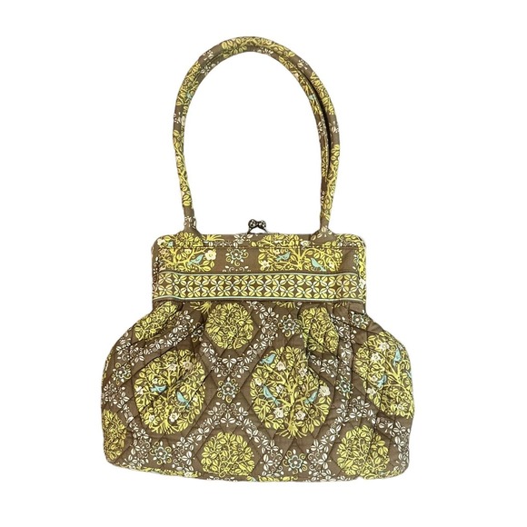 Vera Bradley Alice Sitting In A Tree Bag Blue Birds Green Brown Kiss Lock Purse - Picture 2 of 14